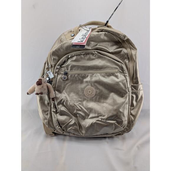 NWT Kipling Seoul Extra Large Metallic 17" Laptop Backpack in Starry Gold - Picture 6 of 10